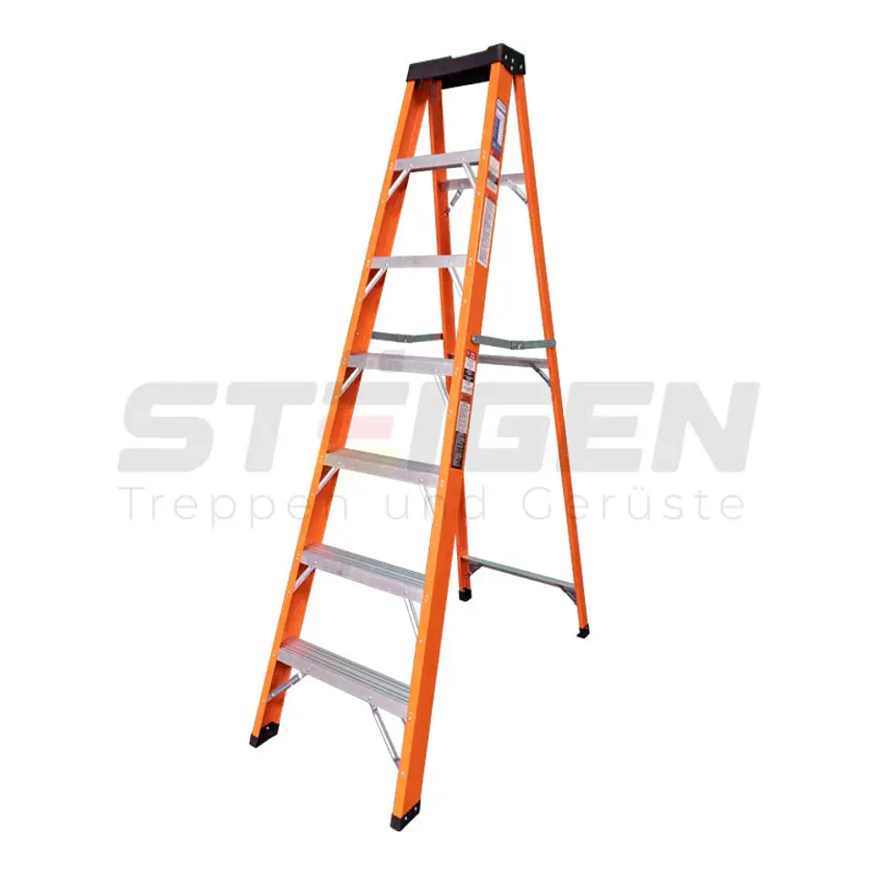 Escalera de Tijera Fibra de Vidrio 7 Peldaños (2.15m) – Dieléctrica 1