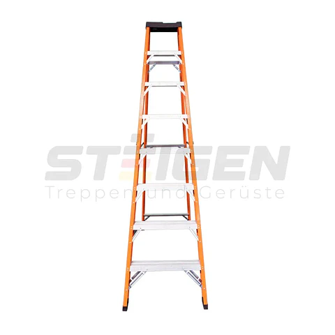 Escalera de Tijera Fibra de Vidrio 8 Peldaños (2.45m) – Dieléctrica