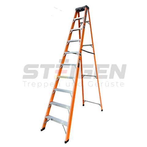 Escalera de Tijera Fibra de Vidrio 10 Peldaños (3.1m) – Dieléctrica