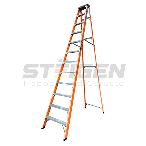 Escalera de Tijera Fibra de Vidrio 12 Peldaños (3.7m) – Dieléctrica