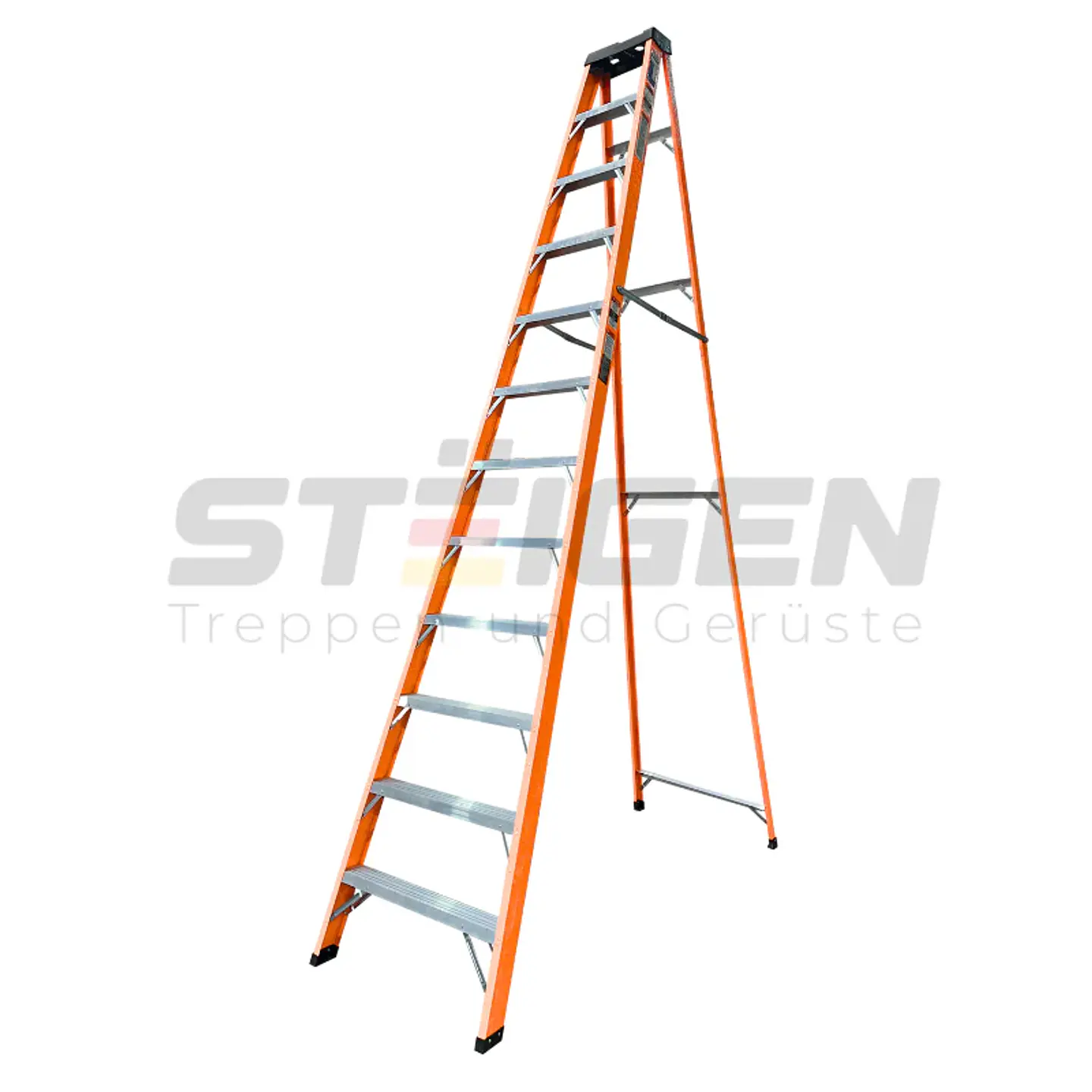 Escalera de Tijera Fibra de Vidrio 12 Peldaños (3.7m) – Dieléctrica 1