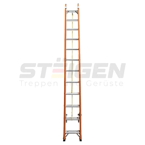 Escalera Telescópica Fibra de Vidrio 24 Peldaños (6.7m) – Dieléctrica