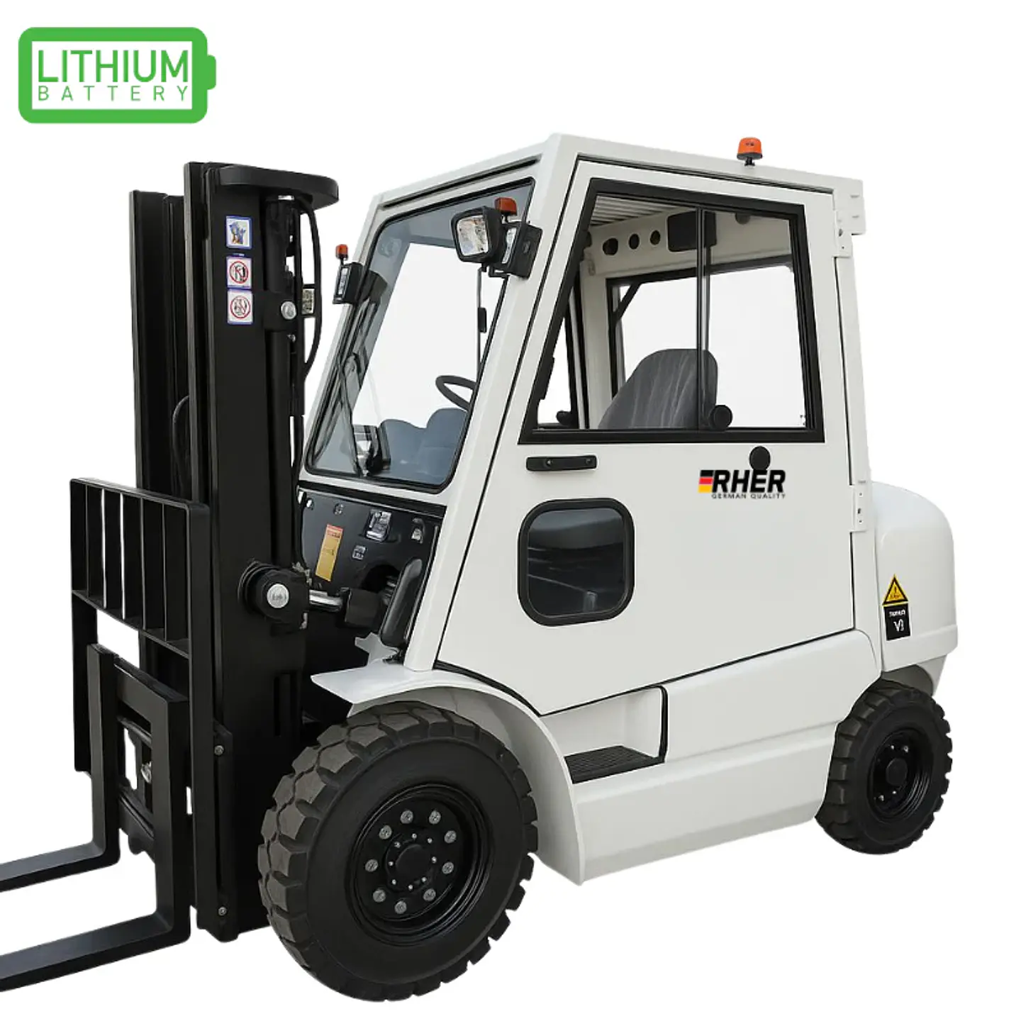 Grúa Horquilla Eléctrica LITIO 2.5 ton / 4.5m RHER 🇩🇪 – Cabina Full y Climatizada 1