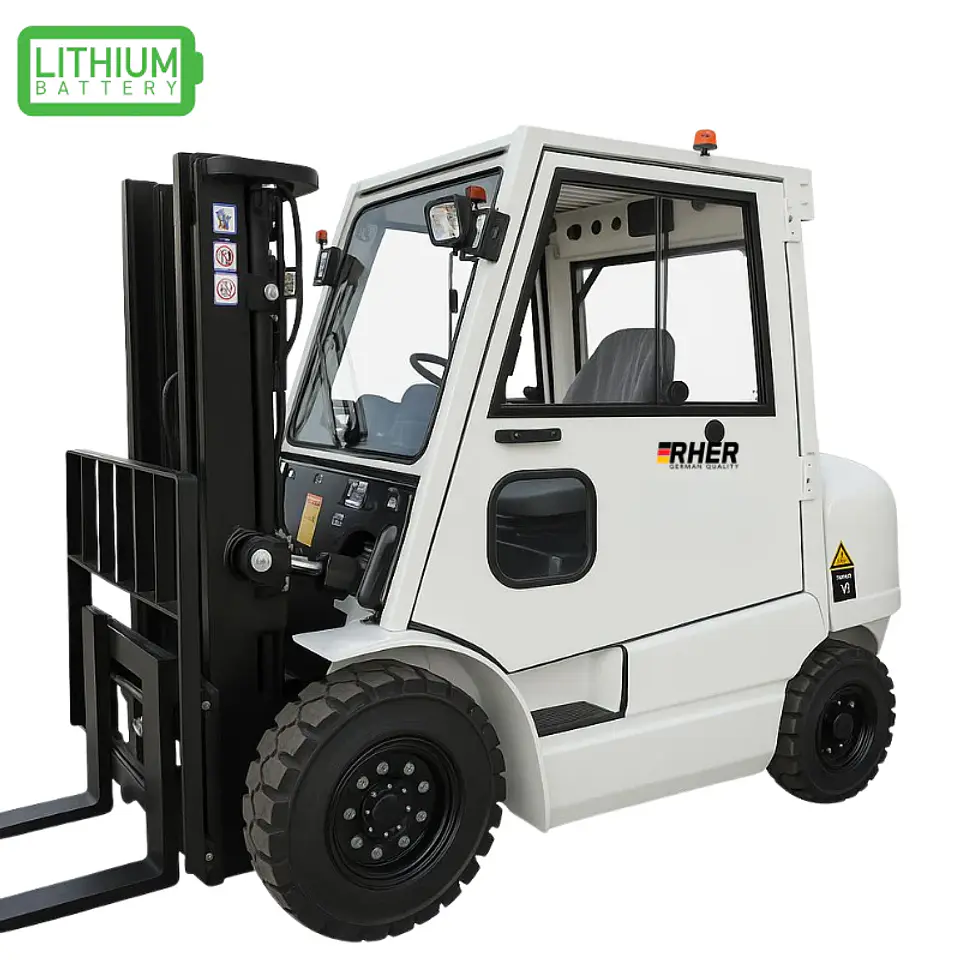 Grúa Horquilla Eléctrica LITIO 2.5 ton / 4.5m RHER 🇩🇪 – Cabina Full y Climatizada 1