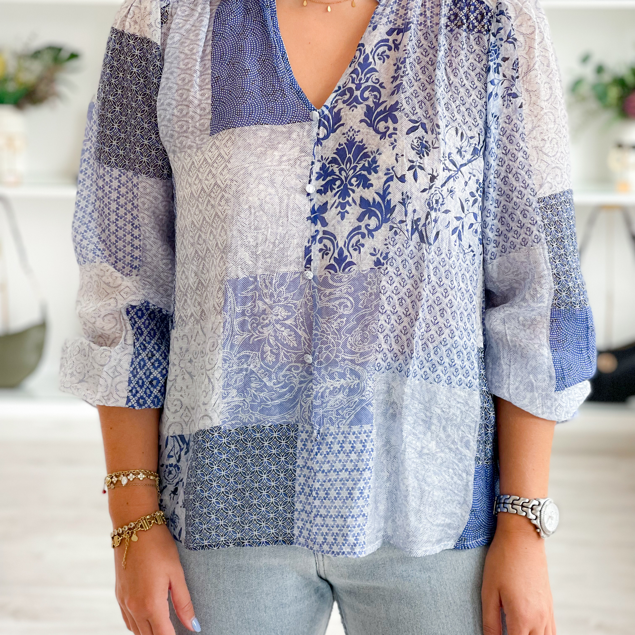 Blusa patchwork azul 3