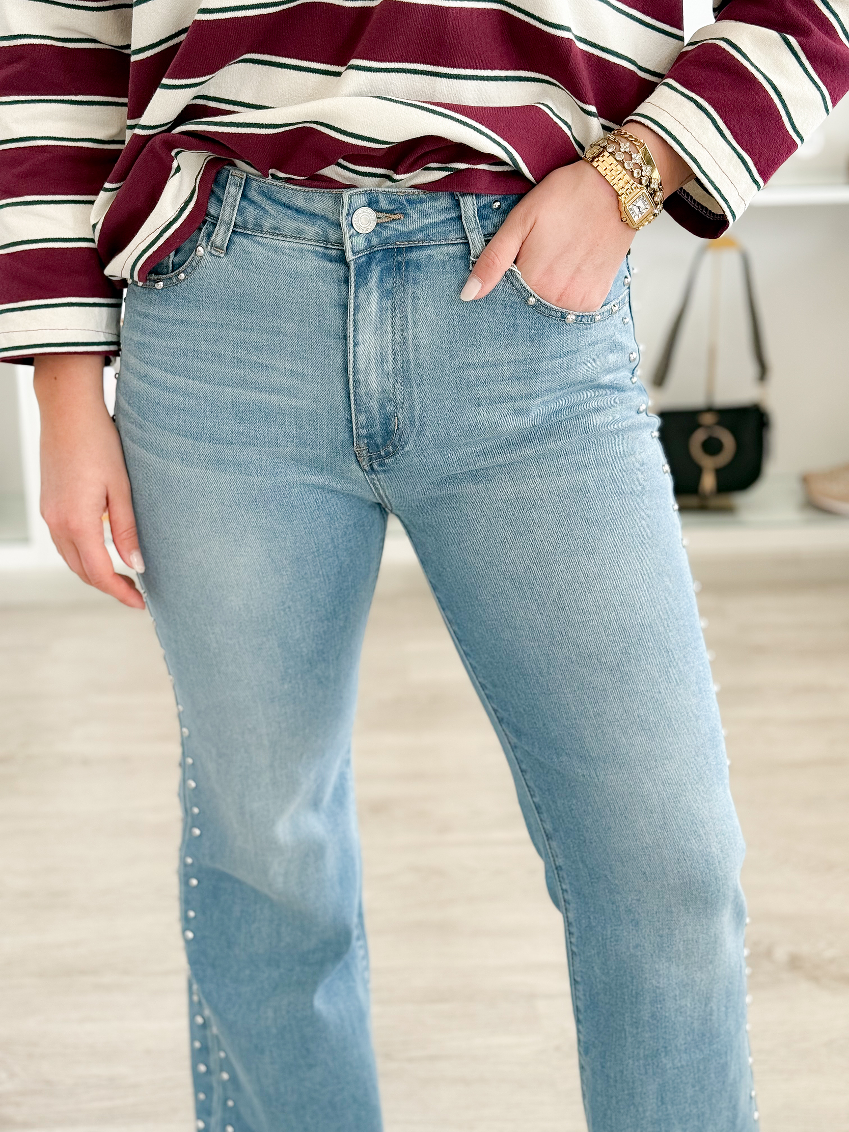 Calças de ganga tachas  2