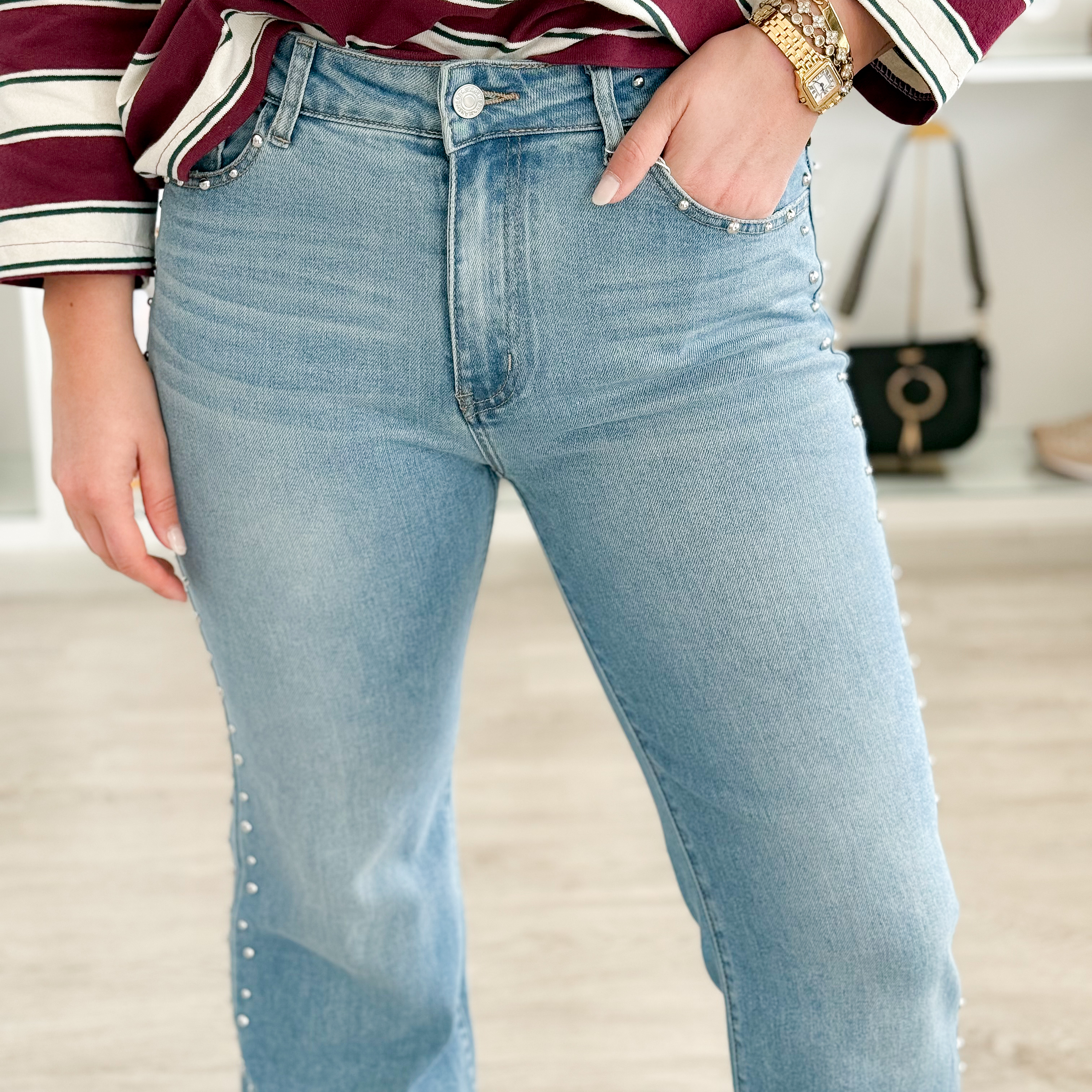 Calças de ganga tachas  2