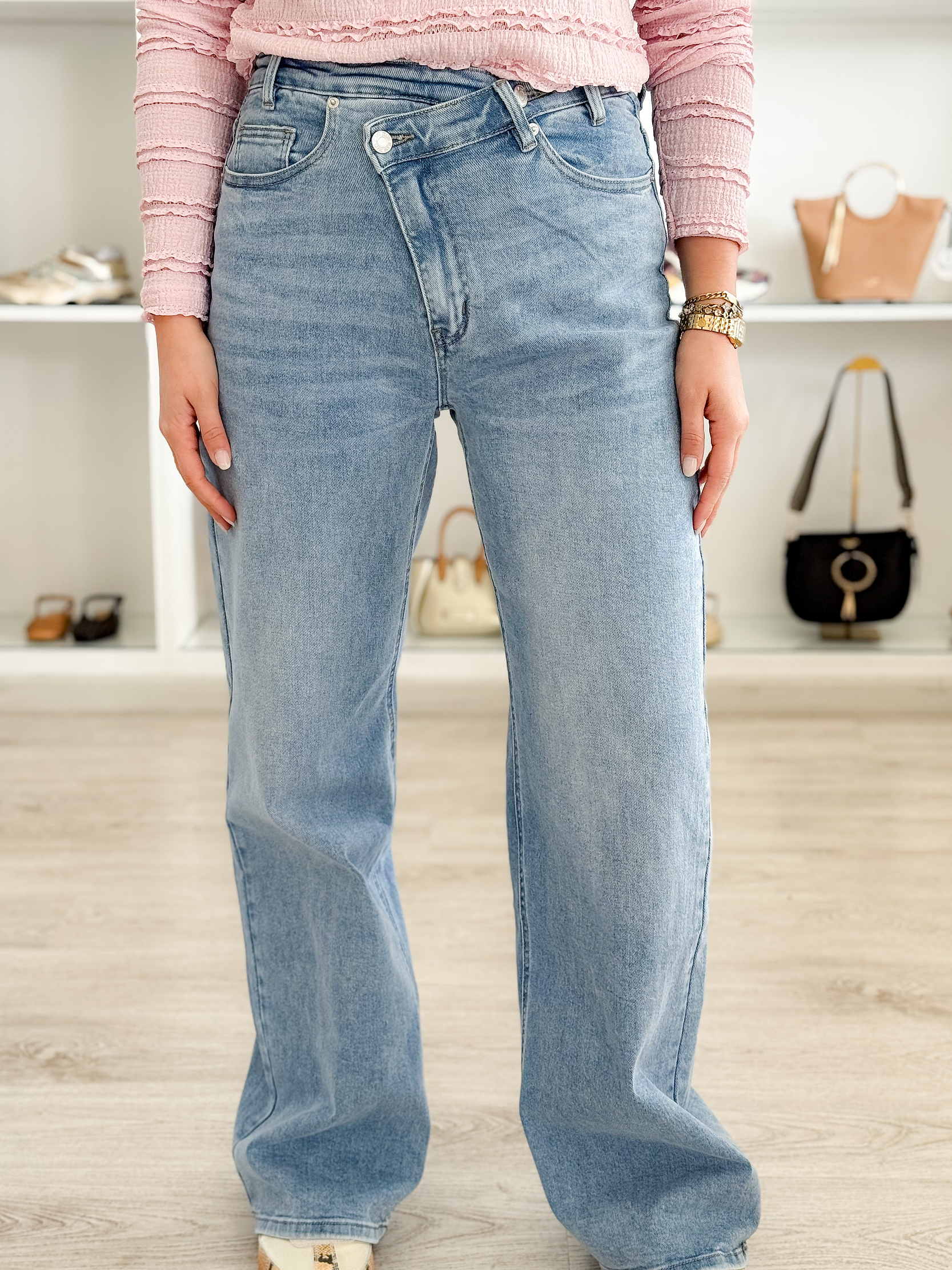 Calças de ganga assimétricas  4