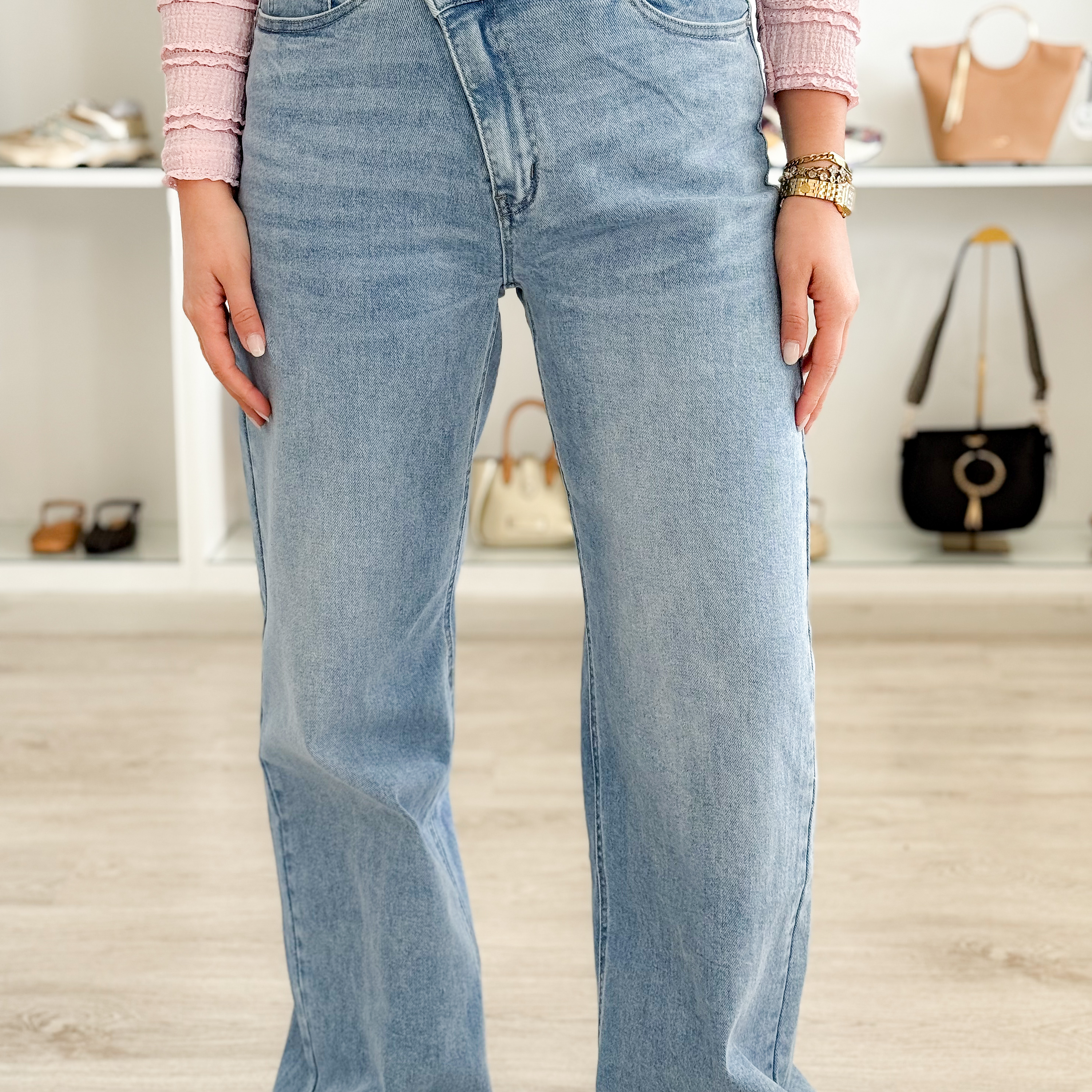 Calças de ganga assimétricas  4