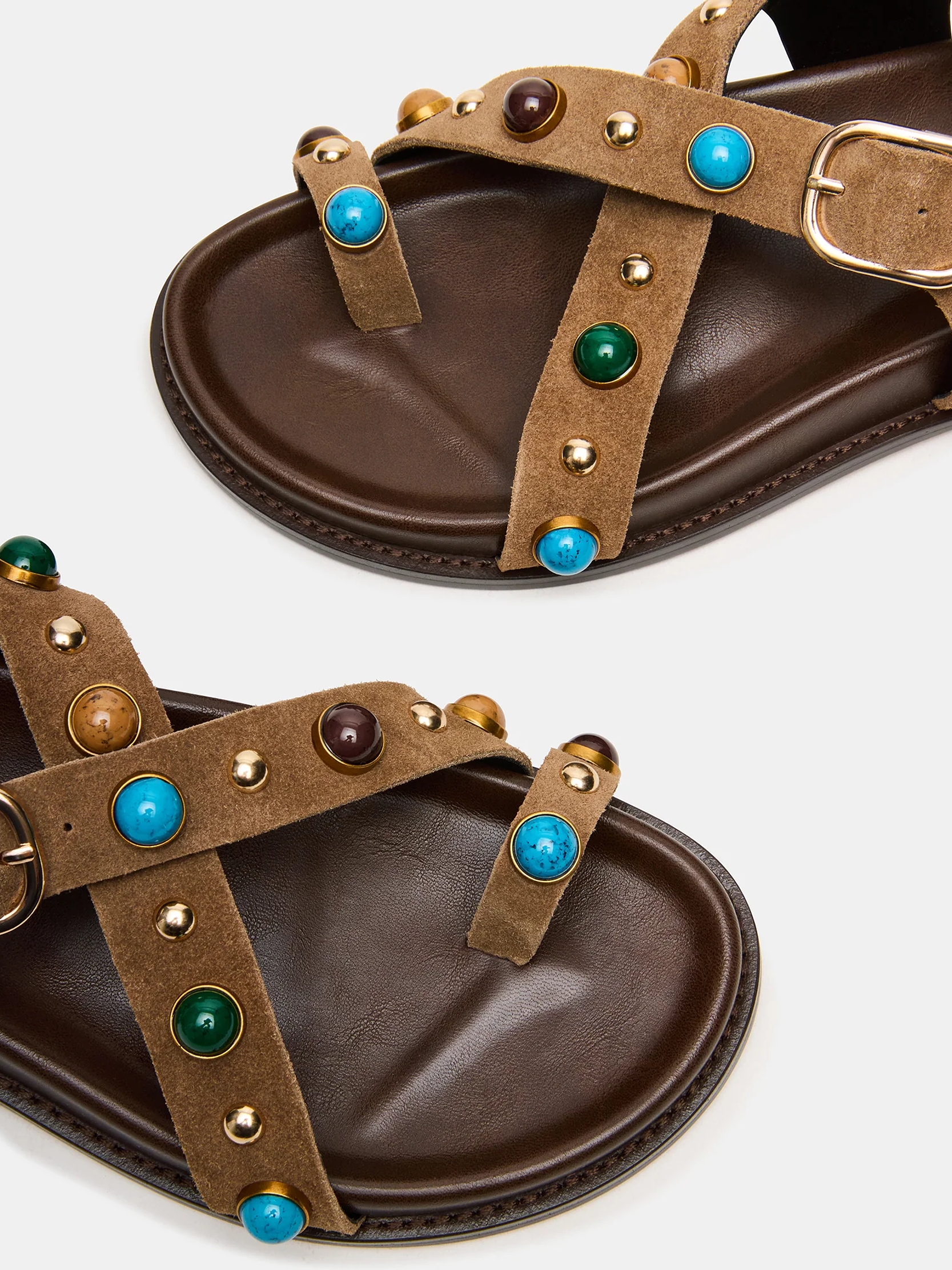  Linear Taupe Suede Sandal 5