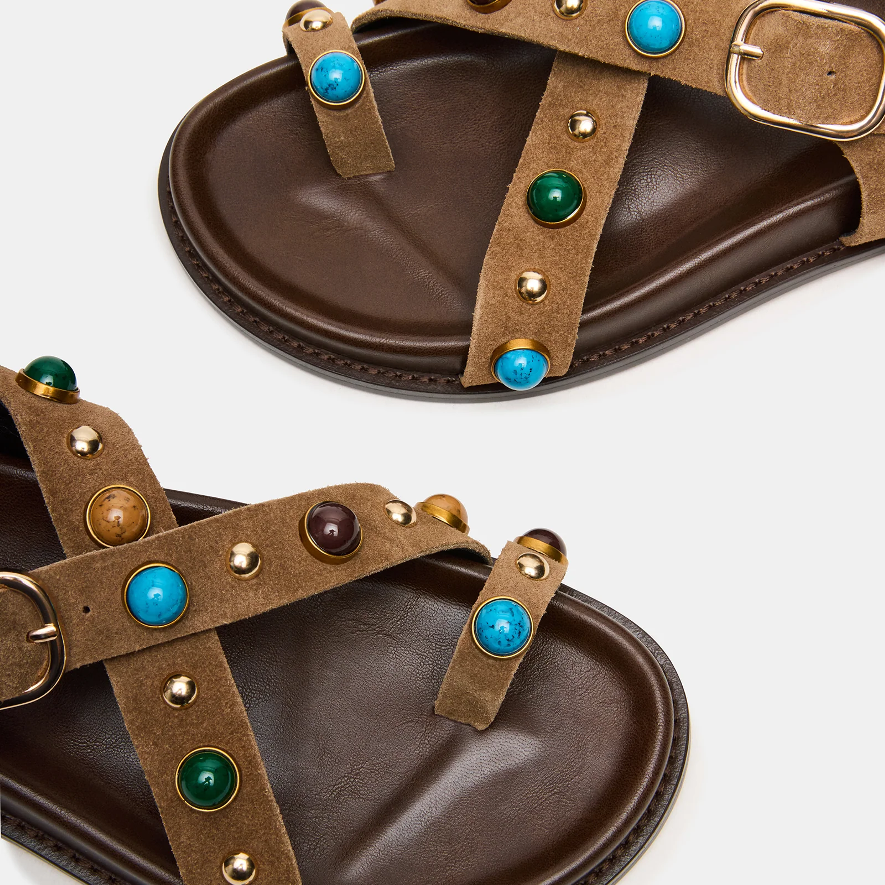  Linear Taupe Suede Sandal 5