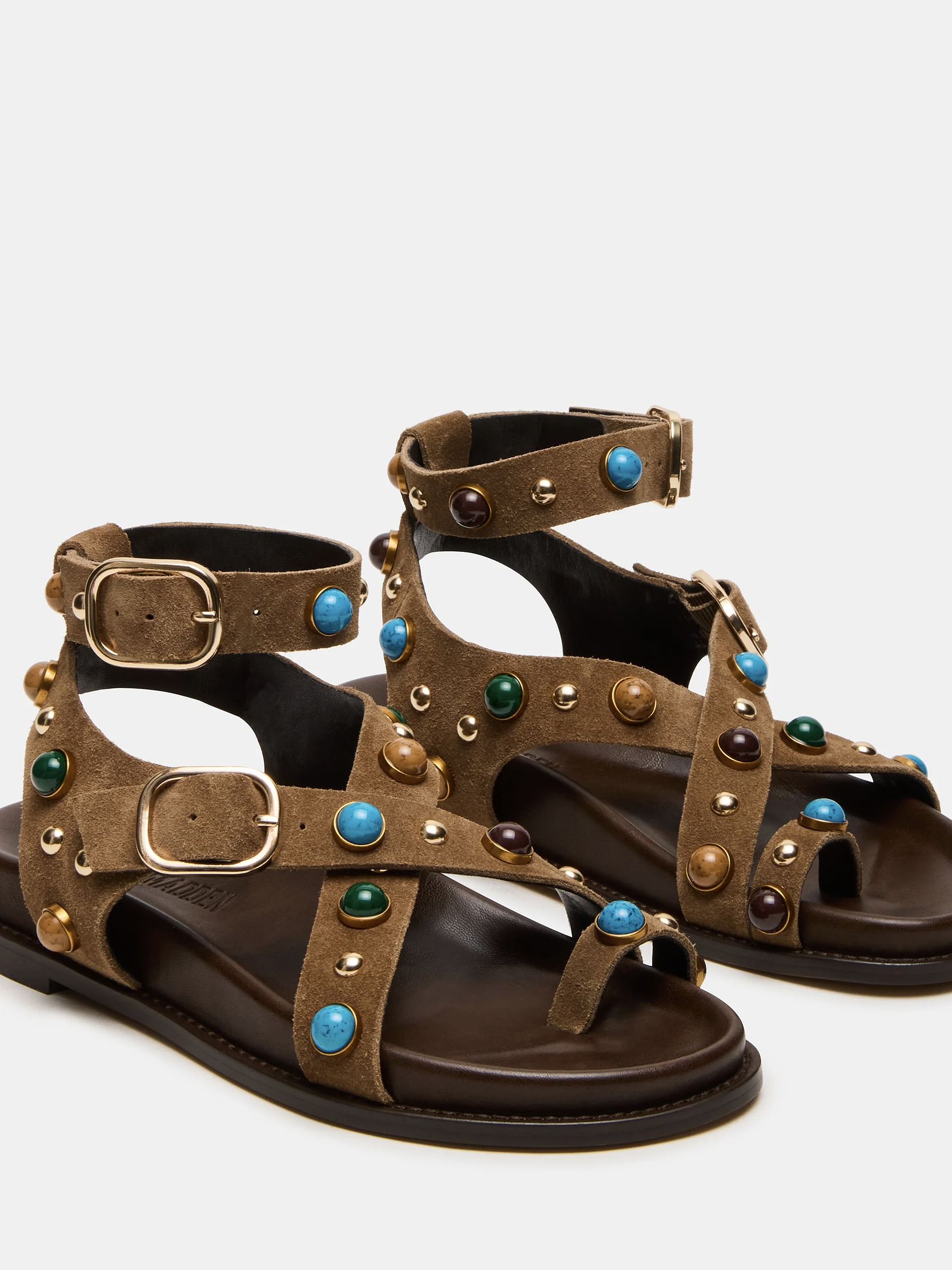  Linear Taupe Suede Sandal 1