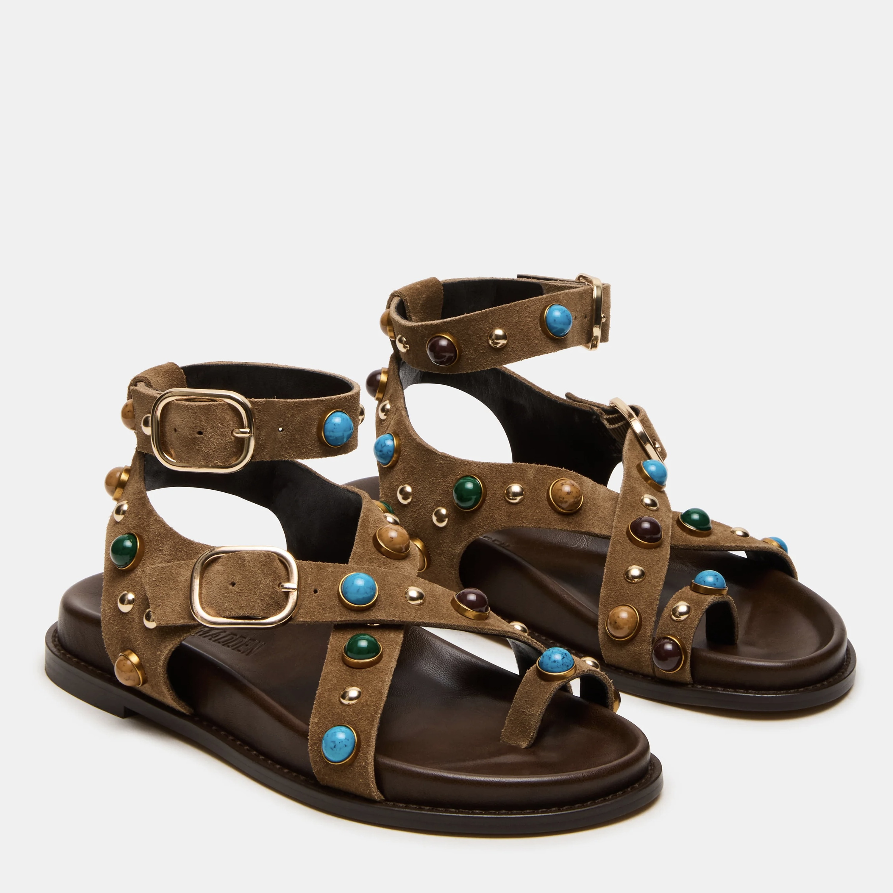  Linear Taupe Suede Sandal 1