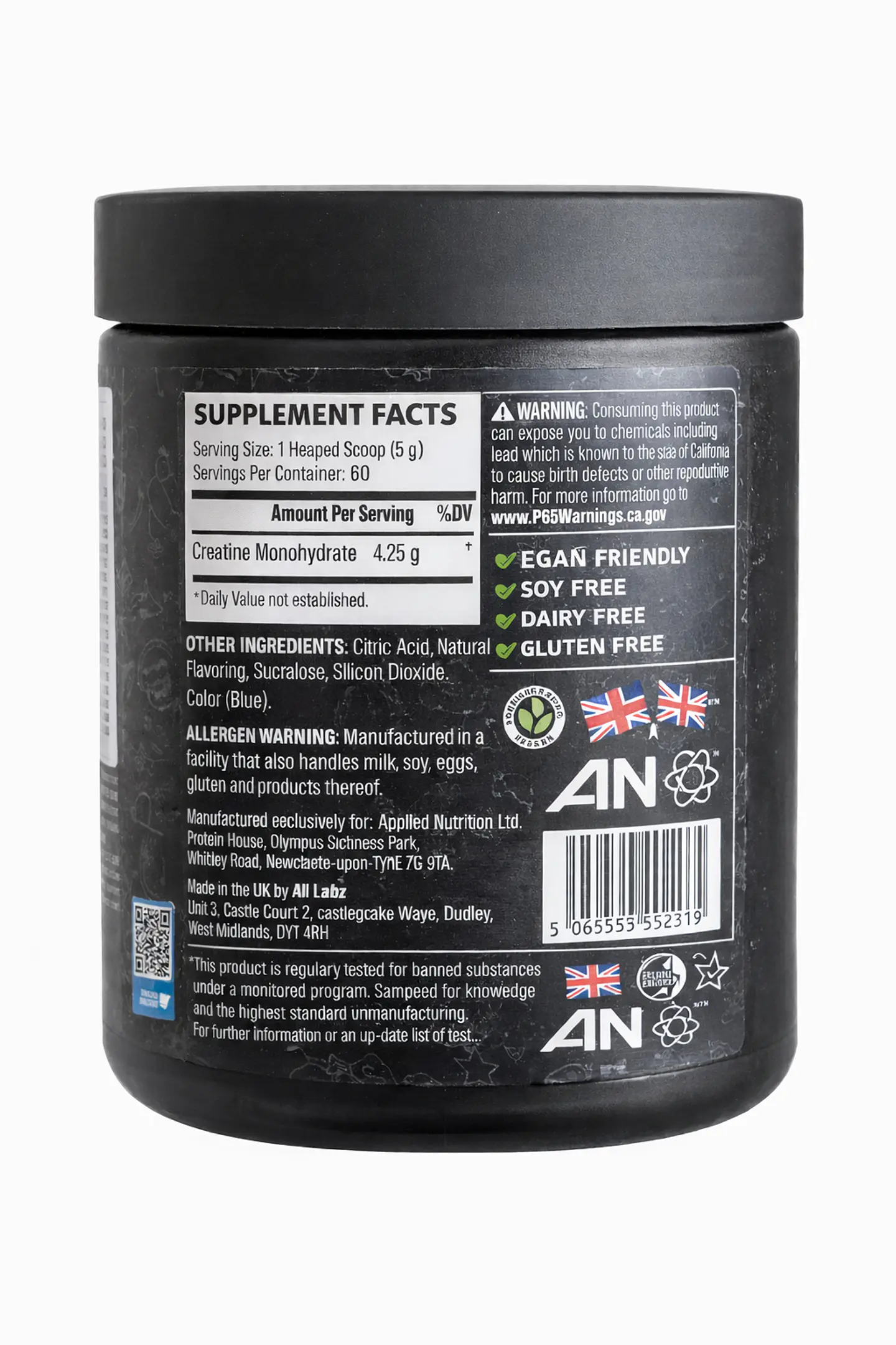 Creatina Monohidratada ABE 300g Blue Razz – Applied Nutrition (Con Sabor) 3
