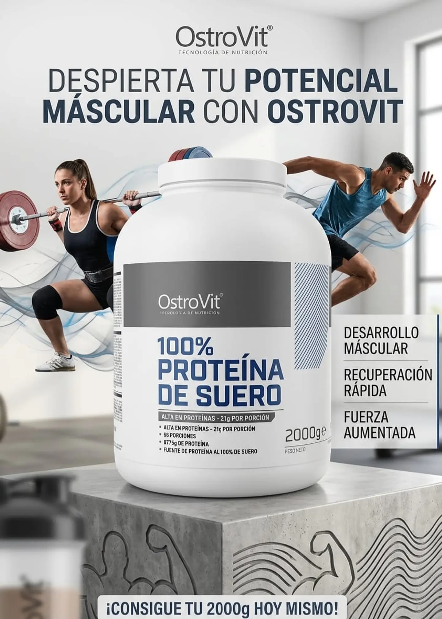Proteína OstroVit 100% Whey Protein 2kg 2