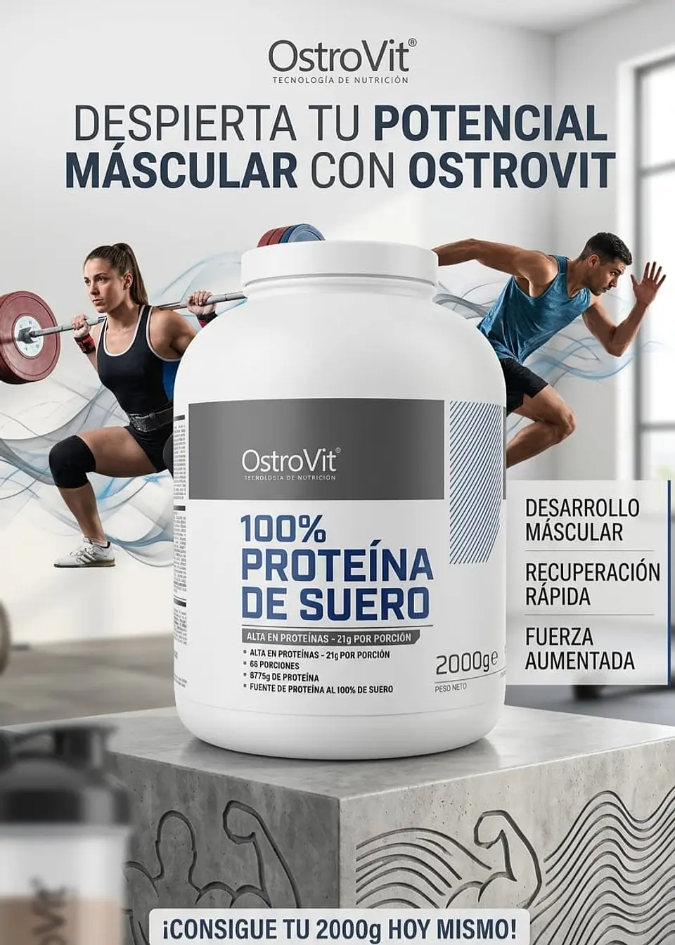 Proteína OstroVit 100% Whey Protein 2kg 2