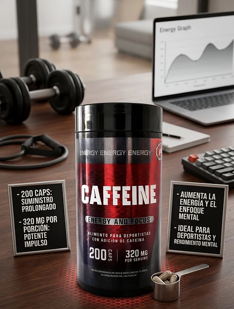 Cafeína 320 mg Energy & Focus – 200 Cápsulas | Energía, Enfoque y Rendimiento