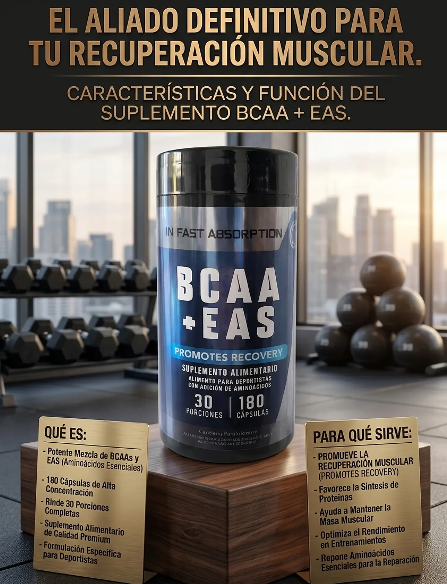 BCAA + EAS 180 Cápsulas | Recuperación Muscular y Rendimiento 2