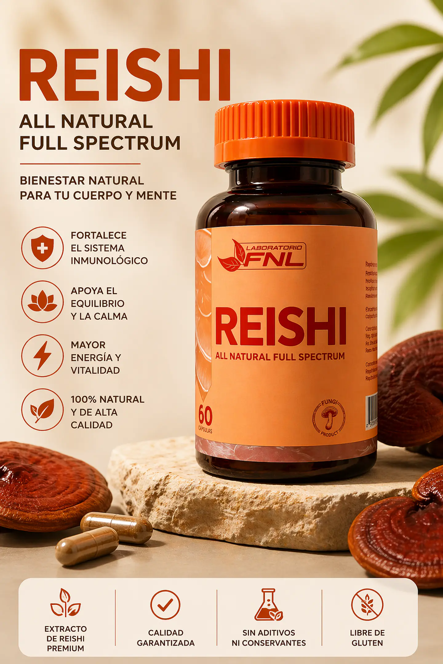 Reishi Natural Full Spectrum | Defensa, Estrés y Bienestar 3