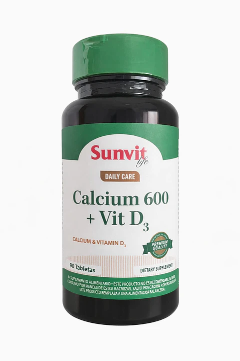 Calcium 600 + Vitamina D3 90 Tabletas | Huesos y Bienestar