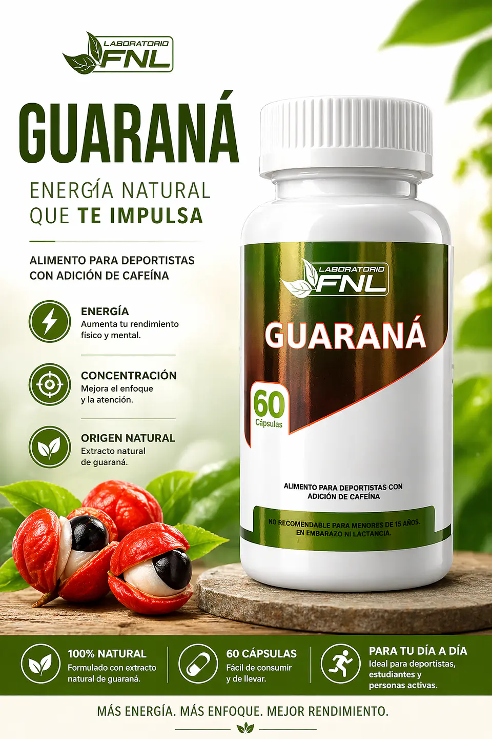 Guaraná FNL 60 Cápsulas | Energía Natural, Enfoque y Rendimiento 2