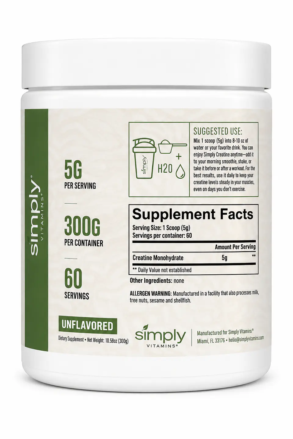 Creatina Monohidratada 300g – Simply (Micronizada) 5
