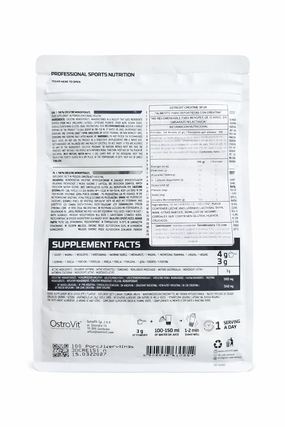 Creatina Monohidratada 300g – OstroVit 4