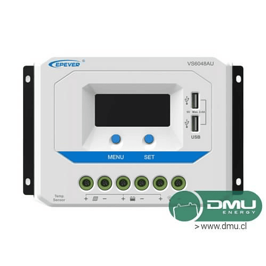 Controlador de carga solar 12/24V DC 20A Máx. Pantalla LCD PWM VS2024AU EPEVER