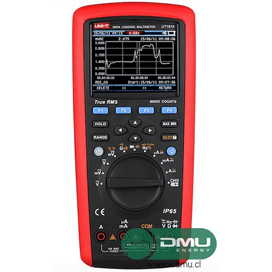 Multitester de registro de datos 1000V 10A AC/DC True RMS Incl. USB + Software PC UT181A UNI-T (Datalogging multi-función)