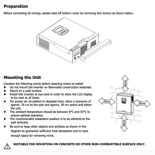 Inversor Cargador Solar 24V DC 2000W Onda Sinusoidal Pura 220V AC con Controlador Solar PWM Axpert VP 2000-24 Voltronic (Transf. Automática UPS) (Carg. Red 20A / Solar 1200W/P 80V Máx.)