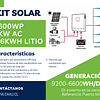 Kit Solar Litio 6,6kWp 8kWac 220Vac con Banco de Litio 9,6kWh, Inversor/Cargador híbrido MPPT y Paneles Solares Half-Cell (kit ampliable hasta 8kWp)