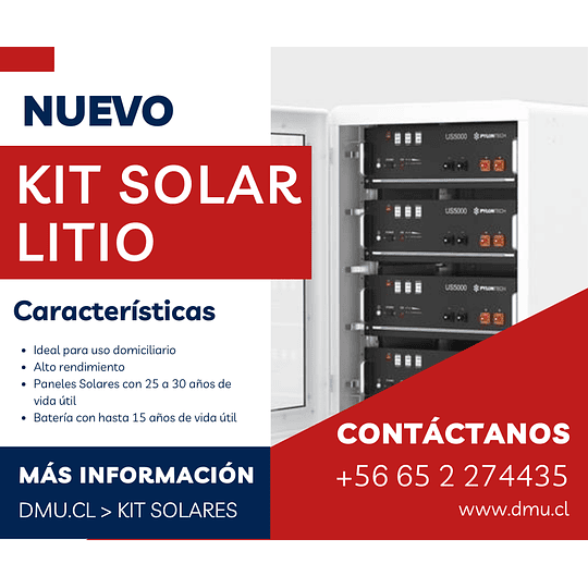 Kit Solar Litio 6,6kWp 8kWac 220Vac con Banco de Litio 9,6kWh, Inversor/Cargador híbrido MPPT y Paneles Solares Half-Cell (kit ampliable hasta 8kWp)