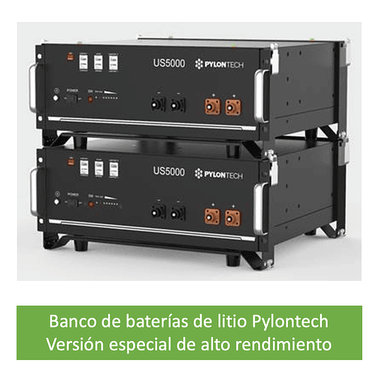 Kit Solar Litio 6,6kWp 8kWac 220Vac con Banco de Litio 9,6kWh, Inversor/Cargador híbrido MPPT y Paneles Solares Half-Cell (kit ampliable hasta 8kWp)