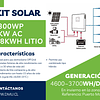 Kit Solar Litio 3,3kWp 5kWac 220Vac con Banco de Litio 4,8kWh, Inversor/Cargador híbrido MPPT y Paneles Solares Half-Cell (ampliable hasta 5kWp)