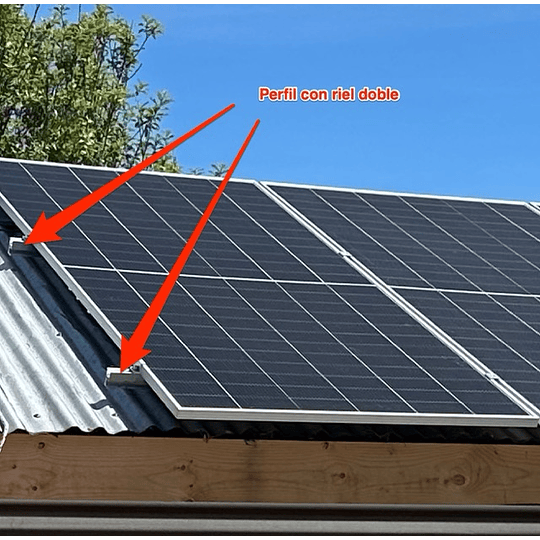Perfil con riel doble 4700mm tipo R2 para anclaje de paneles solares (para tuercas asimétricas)