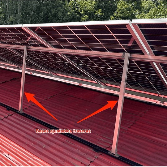 Base ajustable trasera para anclaje de paneles solares con 140cm de largo máximo (tuerca asimétrica)