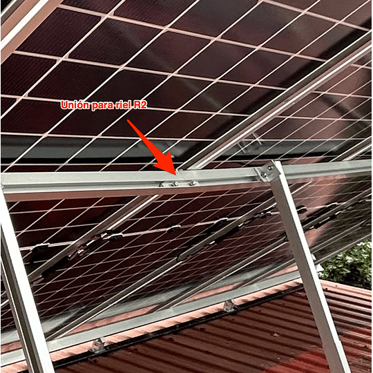 Unión para riel R2 para anclaje de paneles solares (para riel asimétrico)