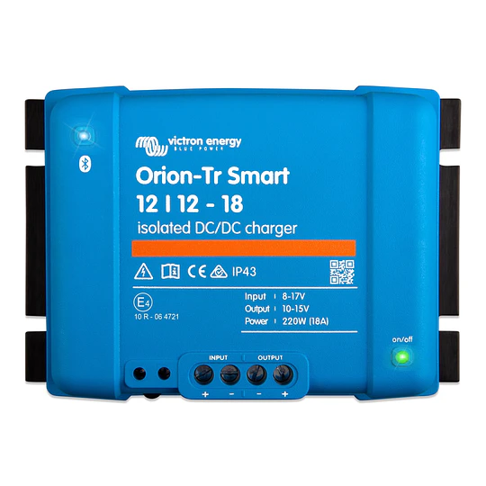  Cargador de baterías Litio DC-DC 12V a 12V 18A con detección de motor en marcha, bluetooth y aislamiento galvánico Orion-Tr Smart 12/12-30 Victron (conversor & regulador)