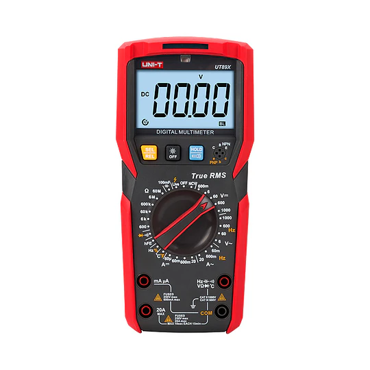 Multitester digital 1000V 20A AC/DC True RMS, NCV y C/Med. Temp. Cont. UT89X UNI-T