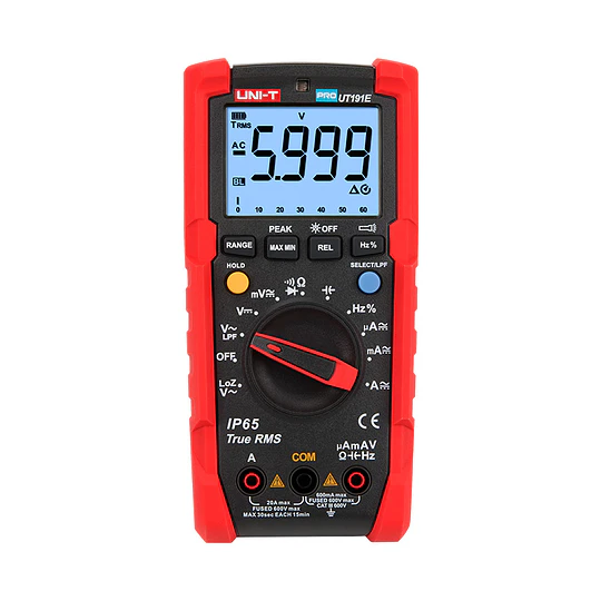 Multitester digital 600V 20A AC/DC True RMS IP65 con LoZ ACV (V), ACV LPF y ACV peak hold UT191E UNI-T