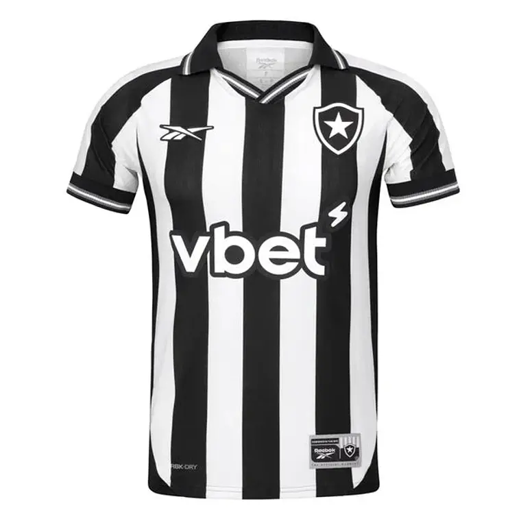Camisa Botafogo I 25/26 s/n Torcedor Reebok Masculina - Branco+Preto 1