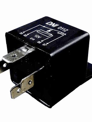 Relé auxiliar universal, 12v 30A,  4 terminales con soporte