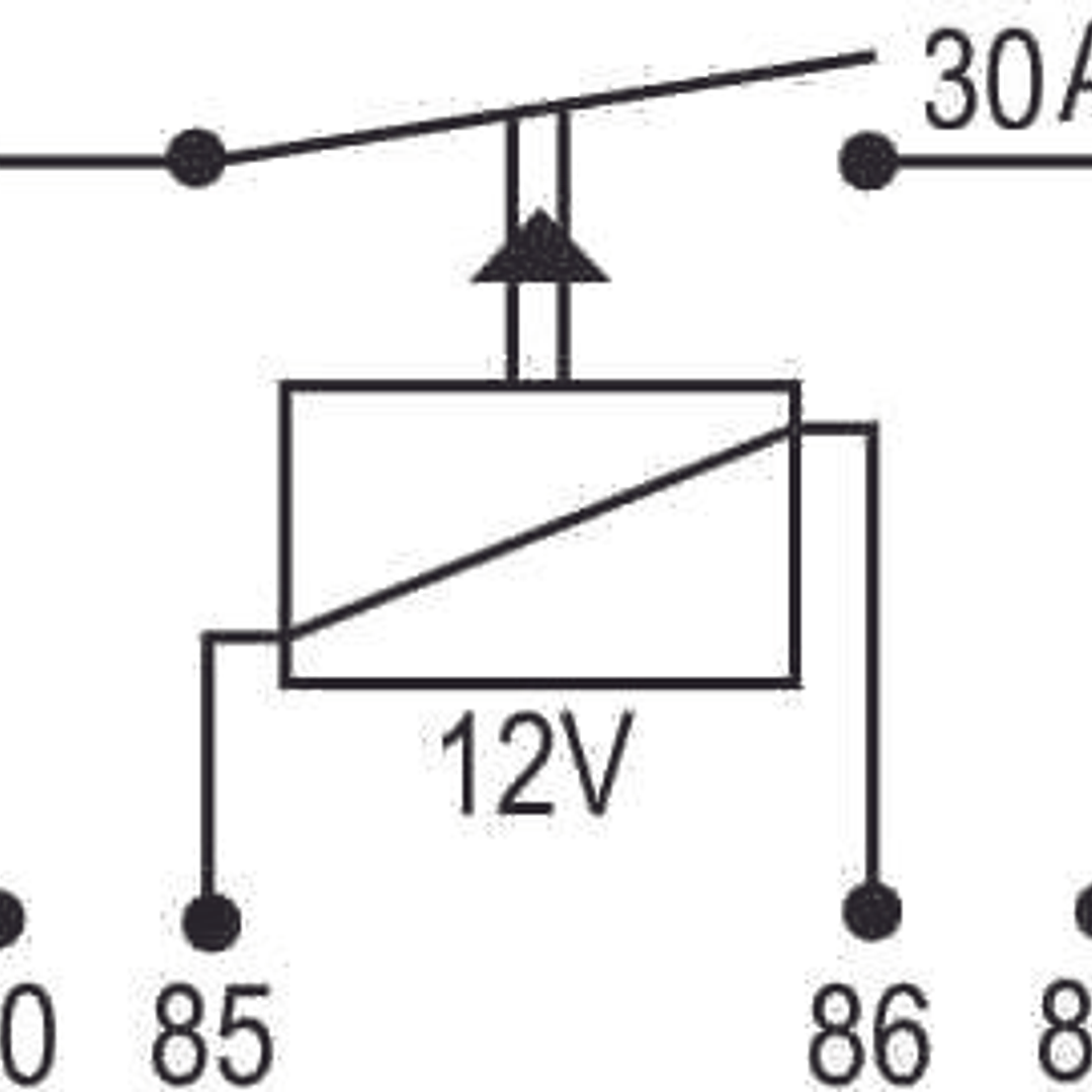 Relé auxiliar universal, 12v 30A,  4 terminales con soporte 3