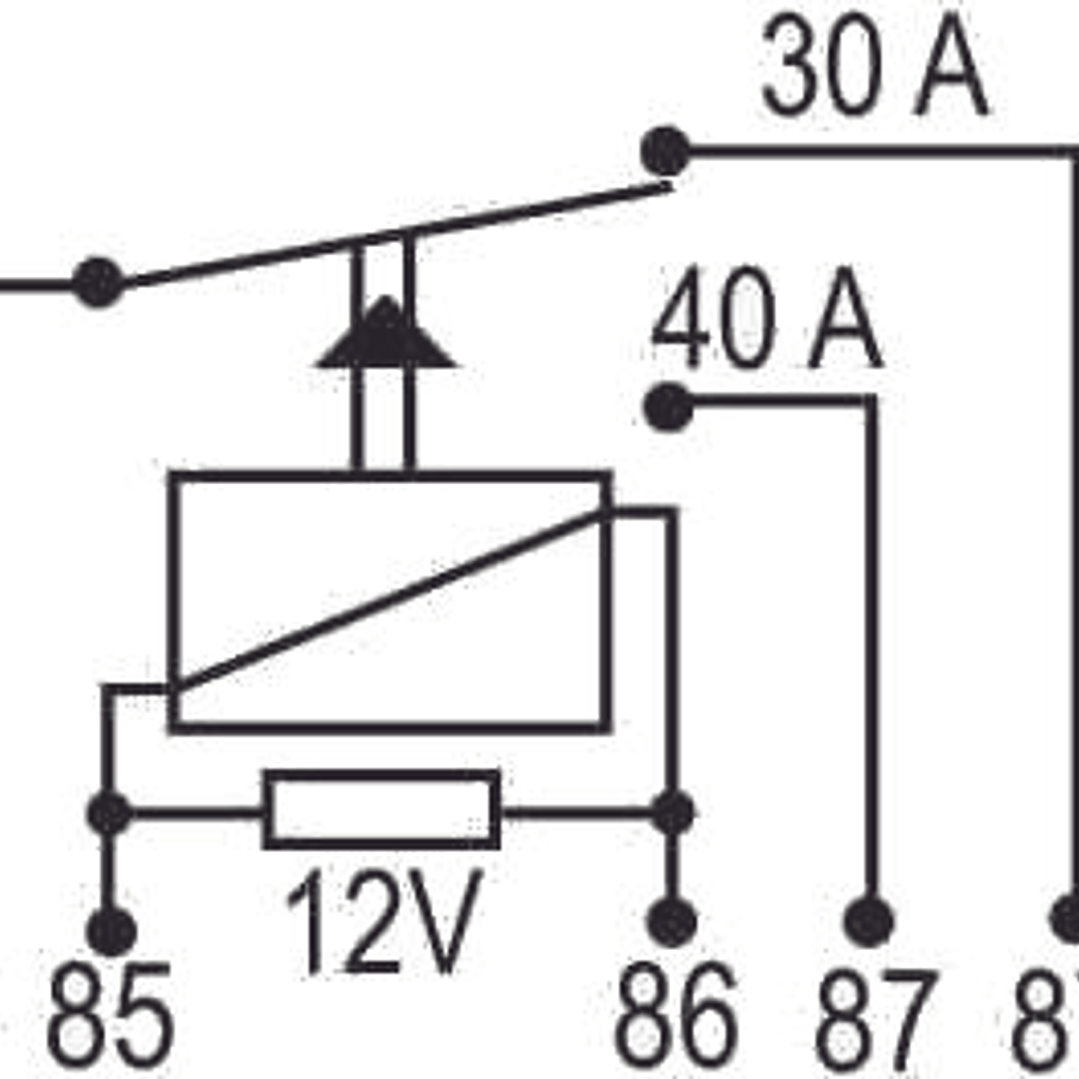Mini Relé aux 12v, 40-30A  5 terminales 3
