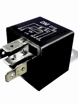 Relé aux universal 12v, 40-30 amp, 5 terminales con soporte