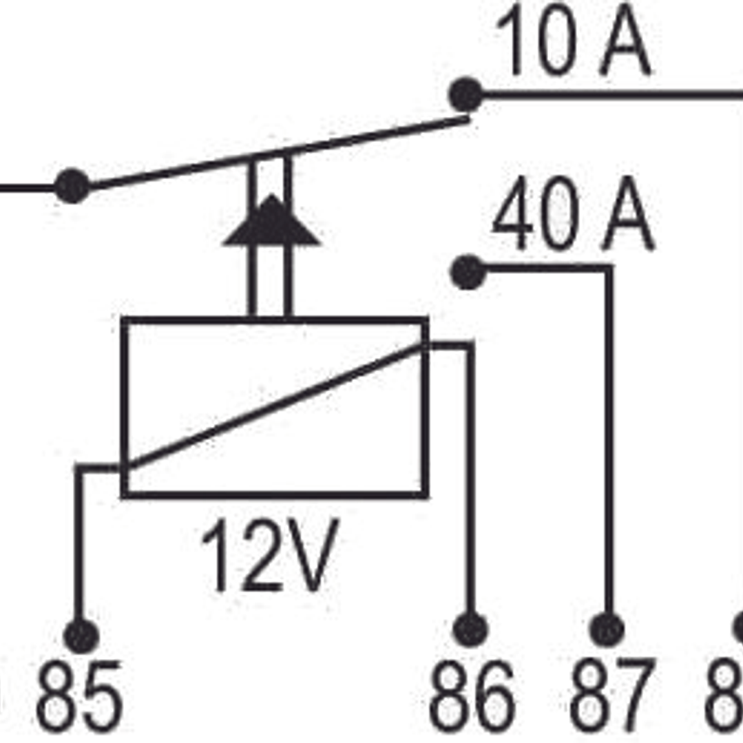 Relé Auxiliar Reversor 40/10A – 12V, 5 terminales 3
