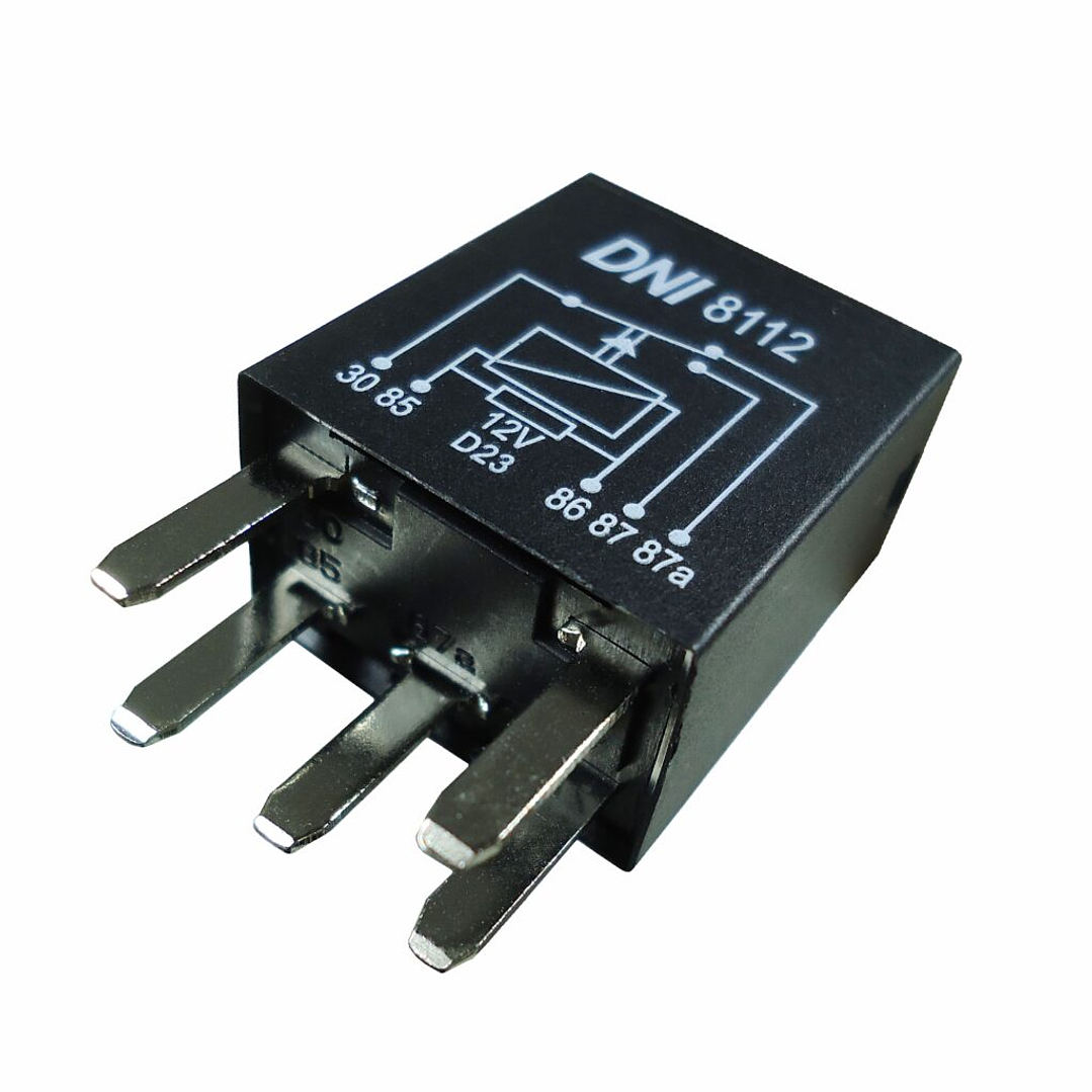 Mini Relé aux, 12v, 30-20 amp, 5 terminales tipo aguja 8112 1
