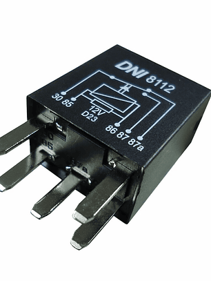 Mini Relé aux, 12v, 30-20 amp, 5 terminales tipo aguja 8112
