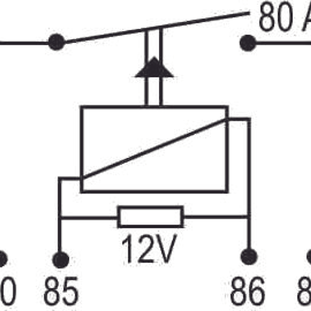 Relé aux 12V 80 amp, 4 terminales (dos largos)   8121 3