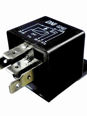 Relé aux 24v 40-10 amp, 5 terminales con soporte  0240